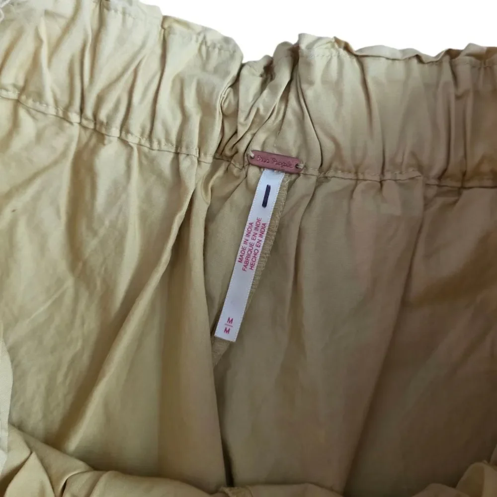 Free People Yellow Eyelet Trim Beach Life Harem Pants M